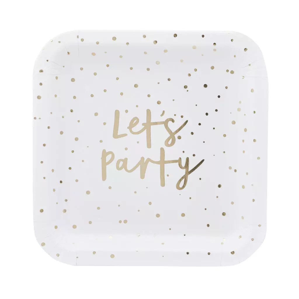 Plato 9 Gold 'Let's Party' Paper' C/8