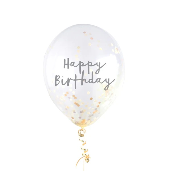 Confetti Ballons gold happy birthday 12" 5pk