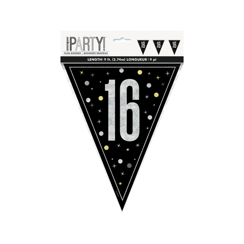 Glitz Black Flag Banner 9ft 16s