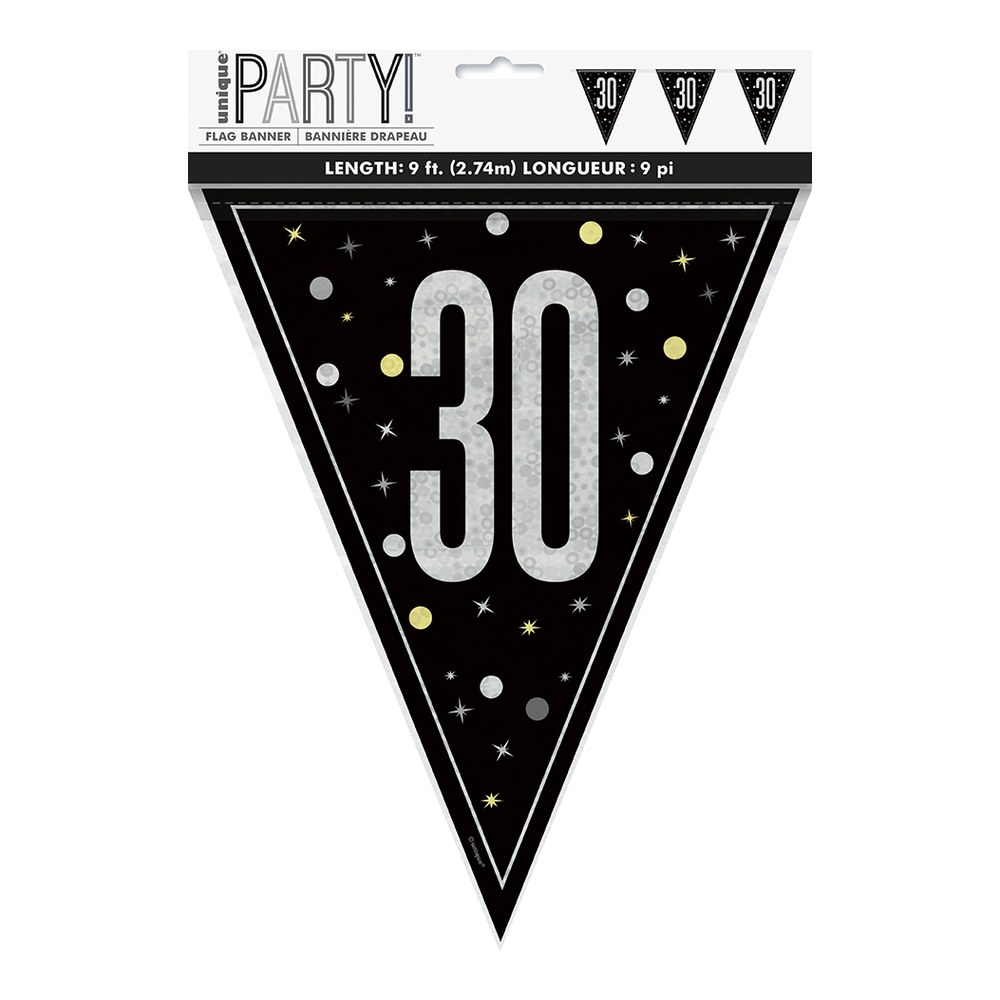 Glitz Black Flag Banner 9ft 30s