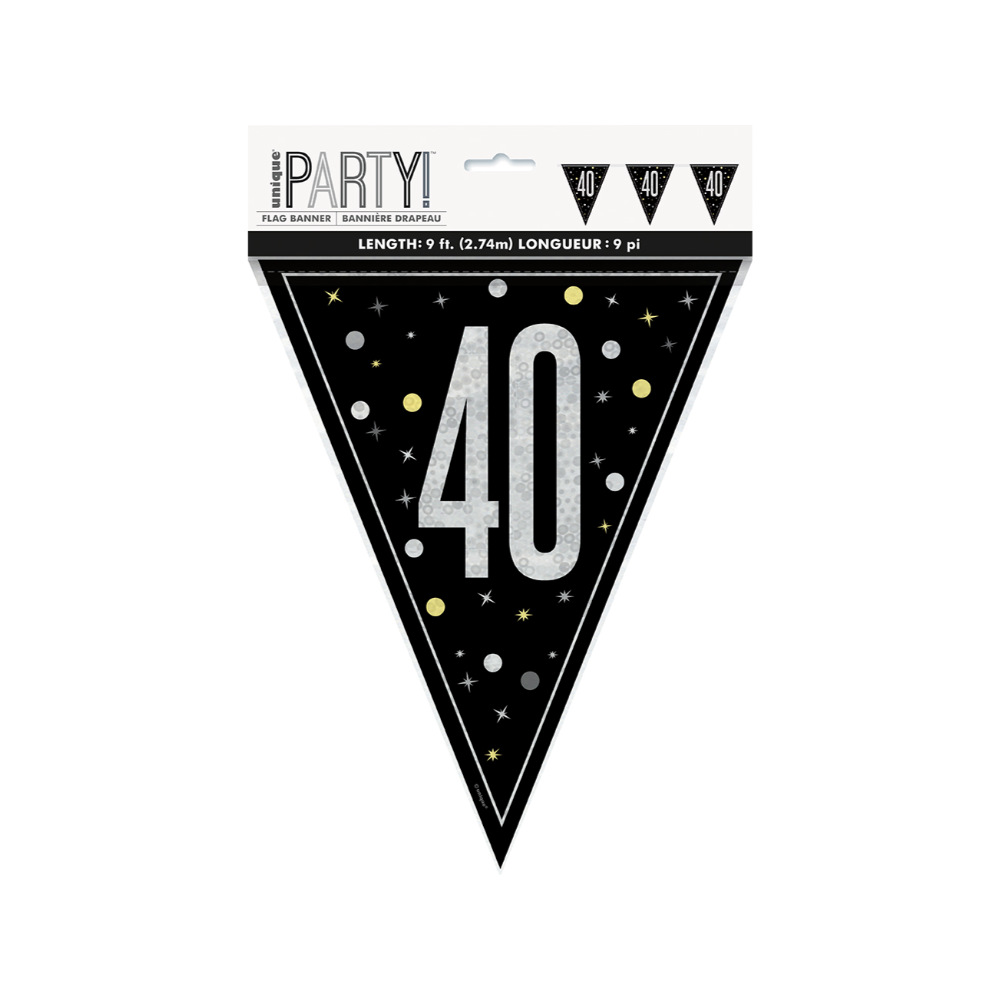 Glitz Black Flag Banner 9ft 40s