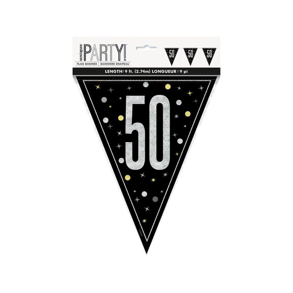 Glitz Black Flag Banner 9ft 50s