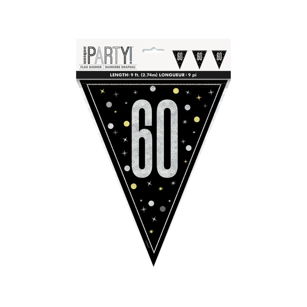 Glitz Black Flag Banner 9ft 60s