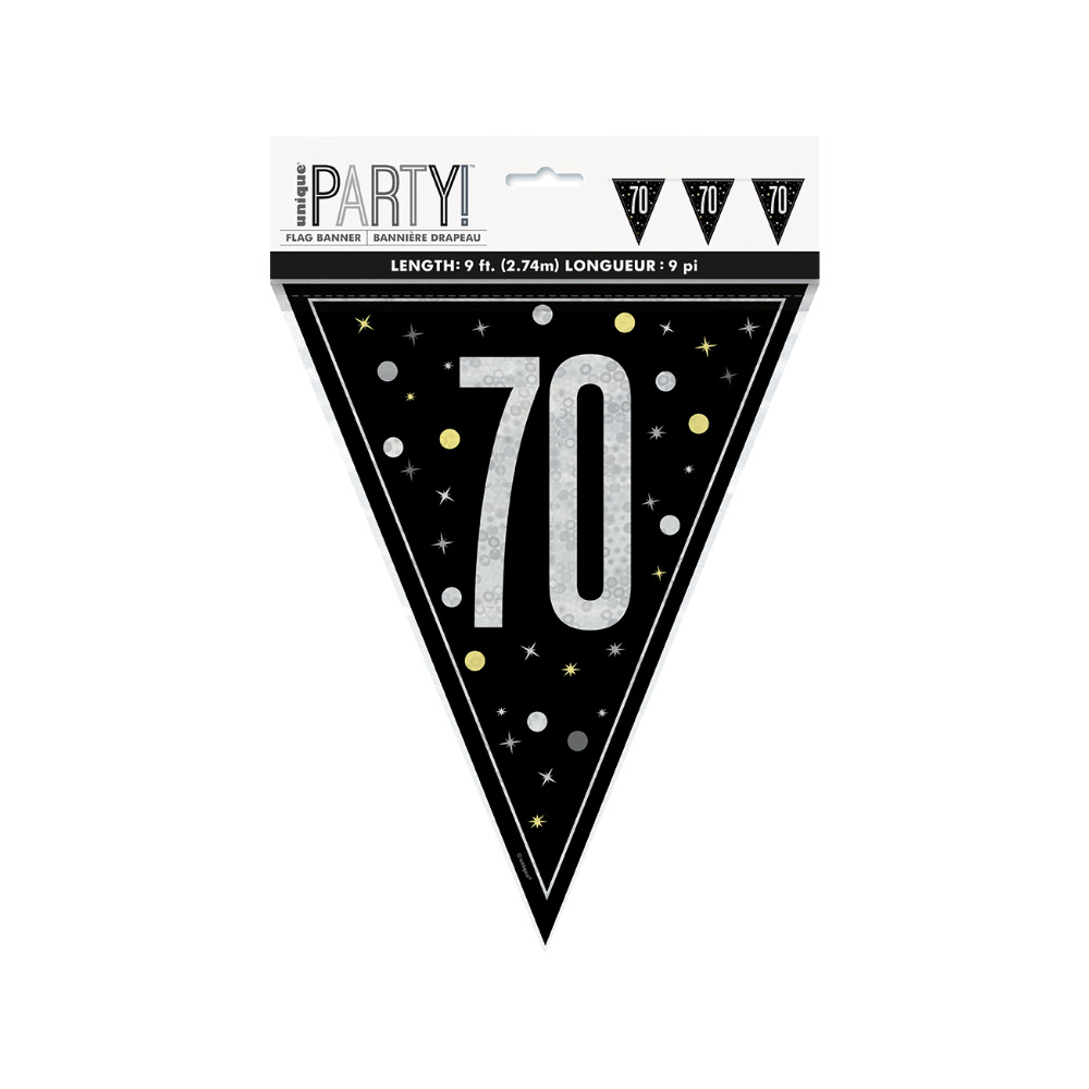 Glitz Black Flag Banner 9ft 70s