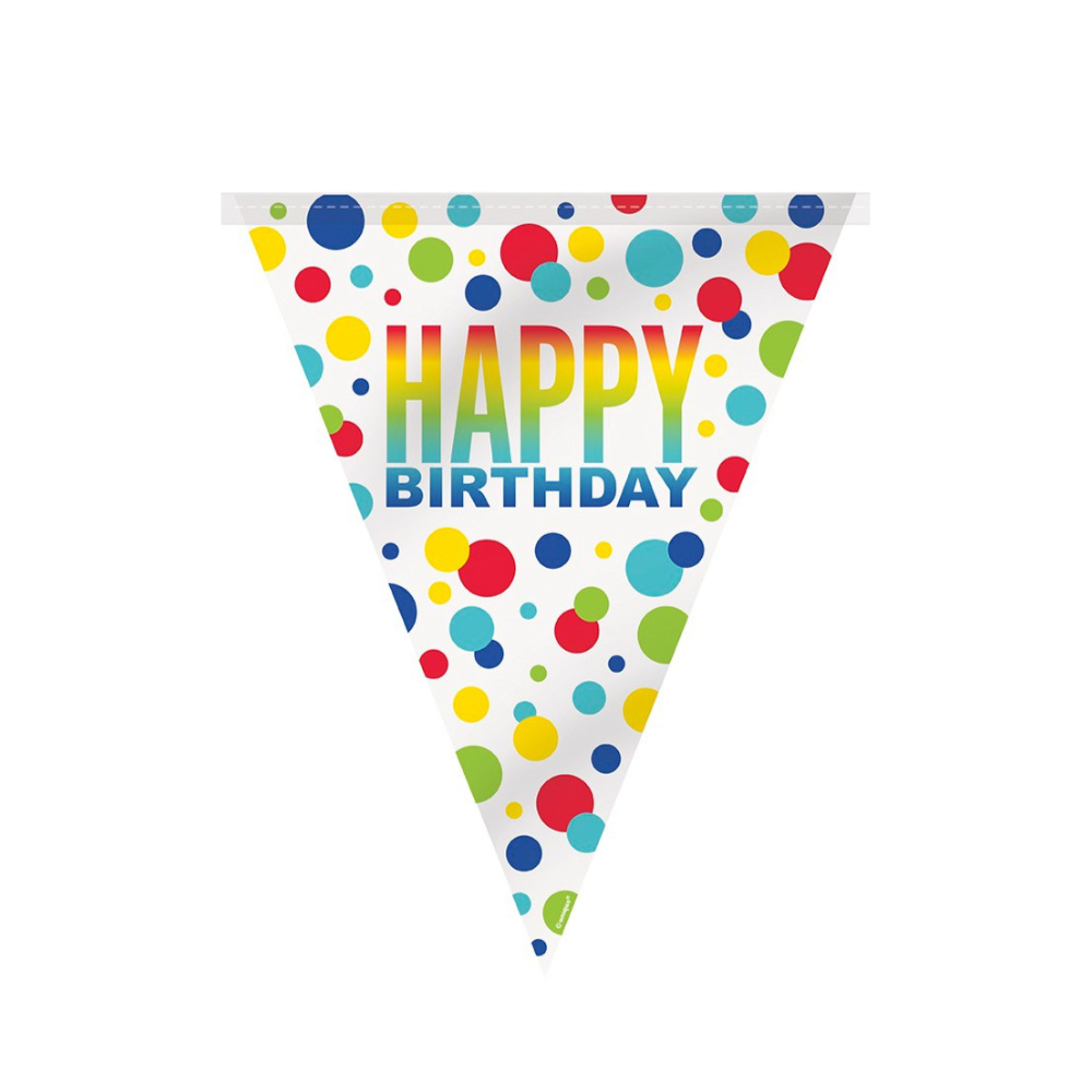 Plastic Flag Banner Rainbow Spots Birthday 12ft