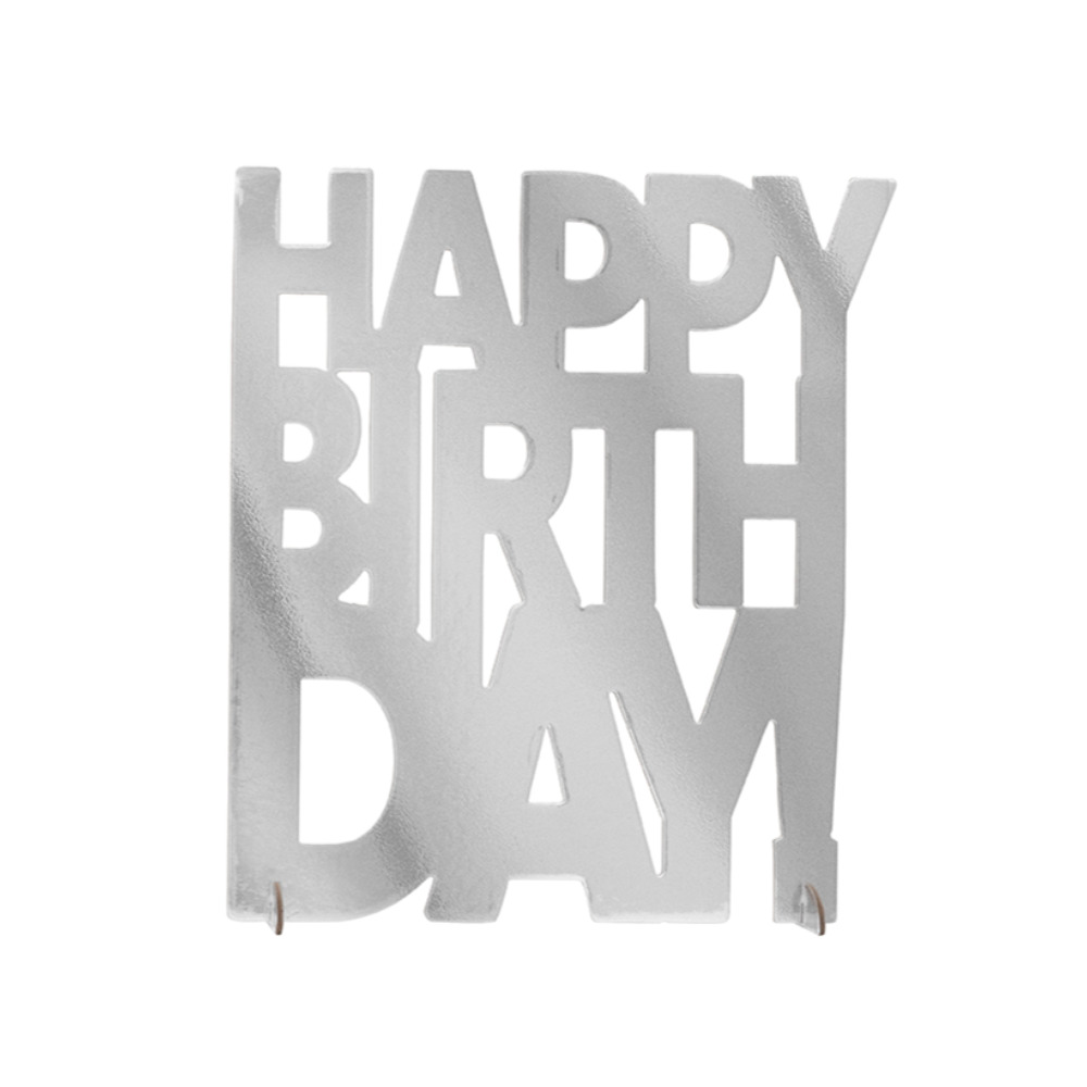Centro de Mesa Silver Happy Birthday