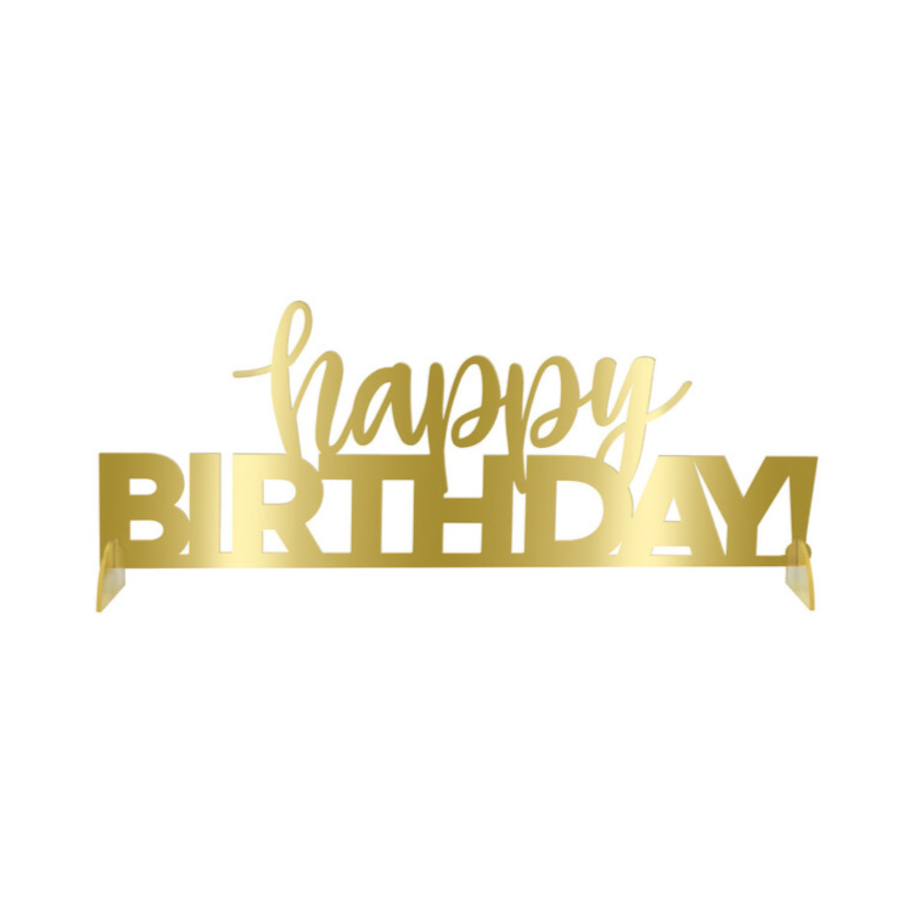 Gold Happy Birthday Acrylic Centerpiece