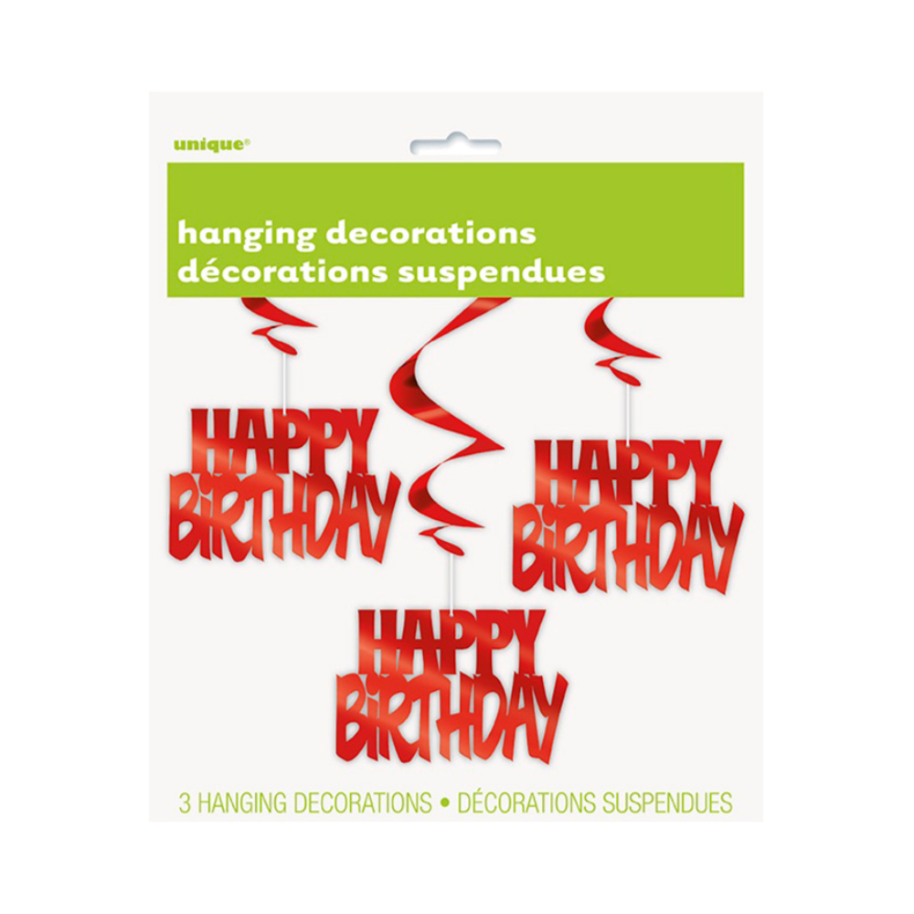 Dizzy Dangler Happy Bday Rojo 3pz