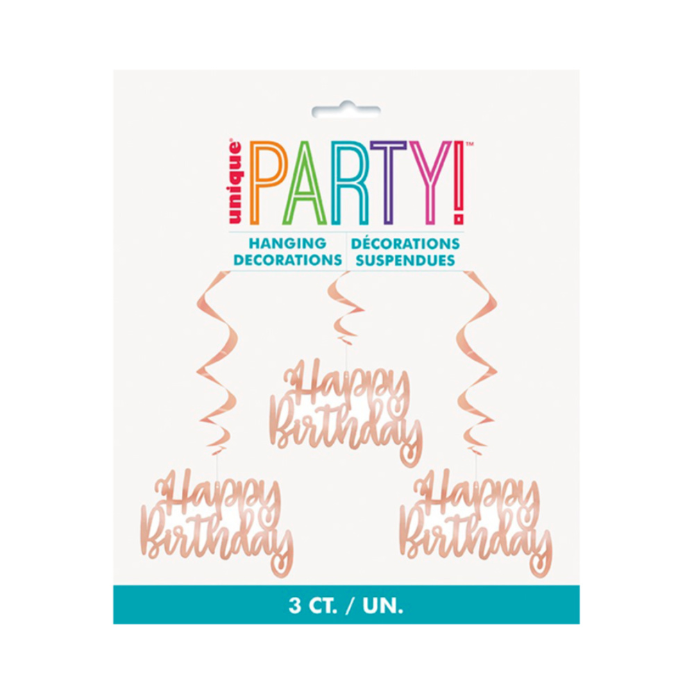 Dizzy Dangler Happy Bday Rose Gold 3pz