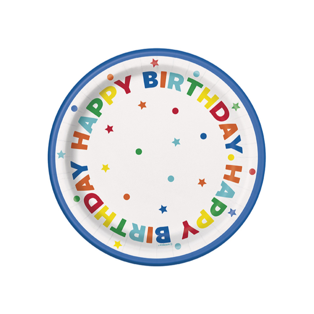 Plato 7 Dots & Star Birthday 8pz