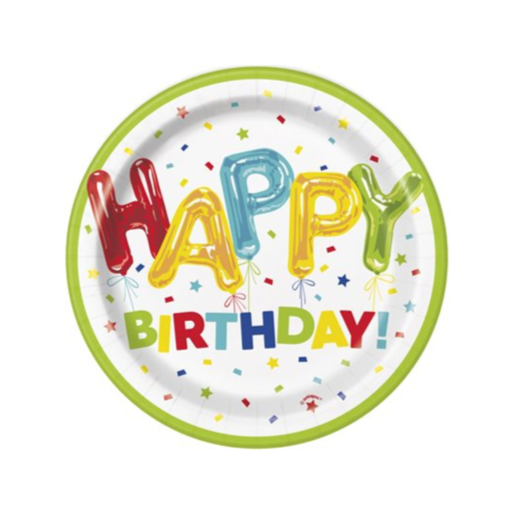 Plato 7 Happy Balloon Birthday 8pz