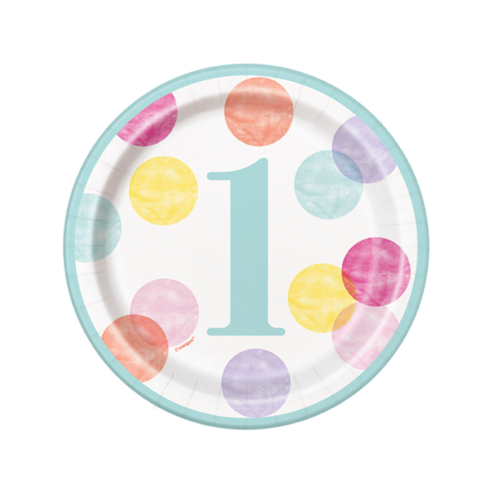 Plato 7 Pink Dots 1st Bday 8pz