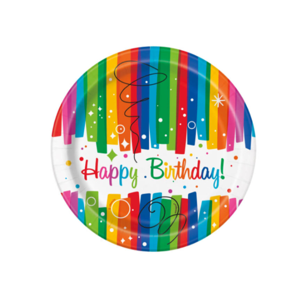 Plato 7 Rainbow Ribbon Birthday 8pz