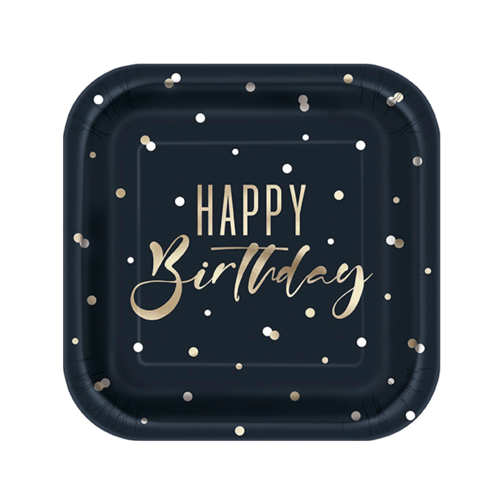 Plato 7 Sq Silver Happy Birthday