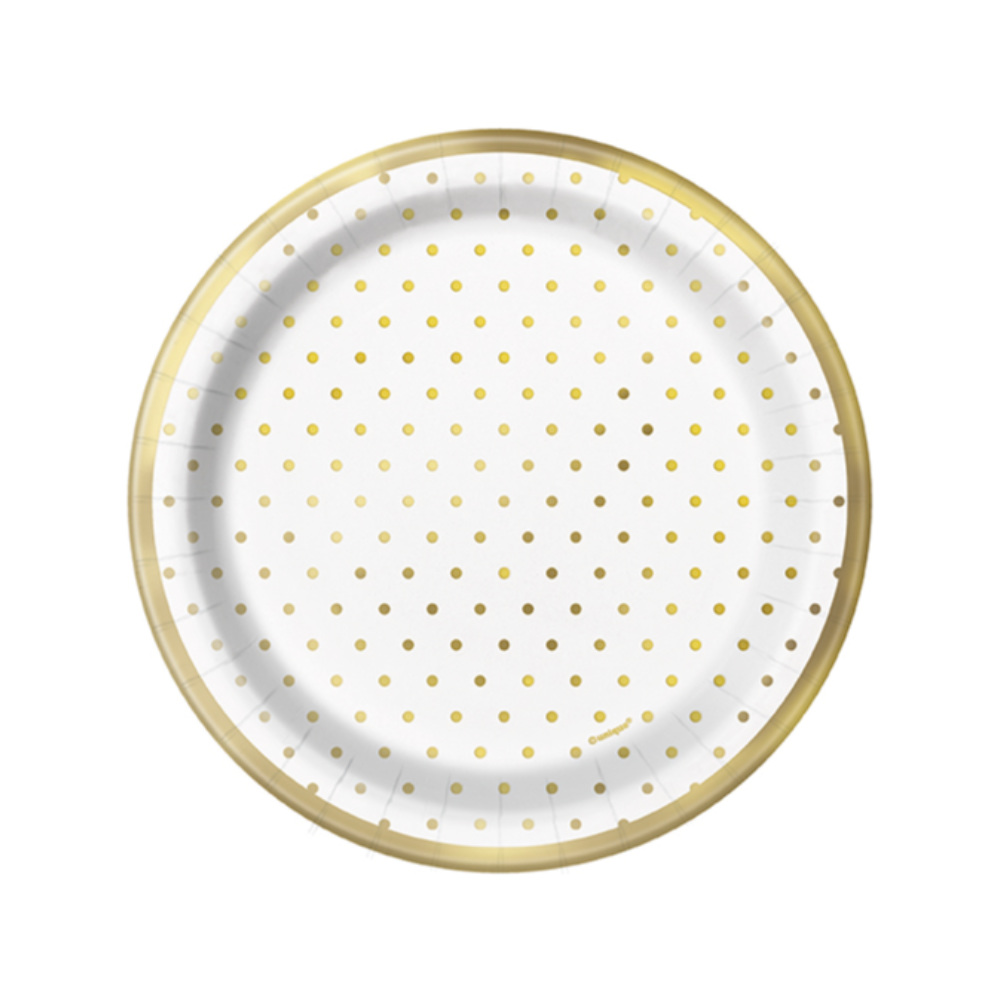 Plato 7 Foil Elegant Gold Dots 8pz
