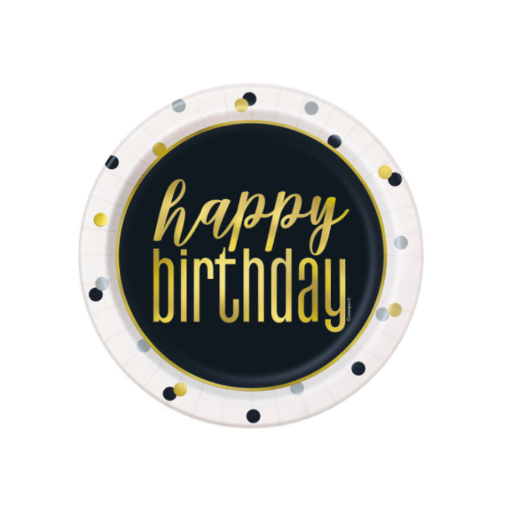 Plato 7 Foil Metallic Happy Birthday 8pz