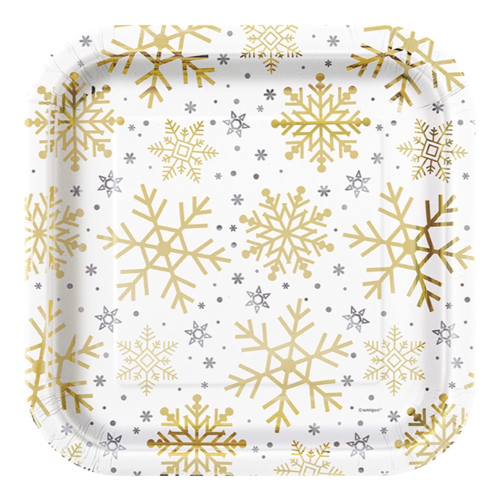 Plato 9 Foil Silver & Gold Snowflake 8pz