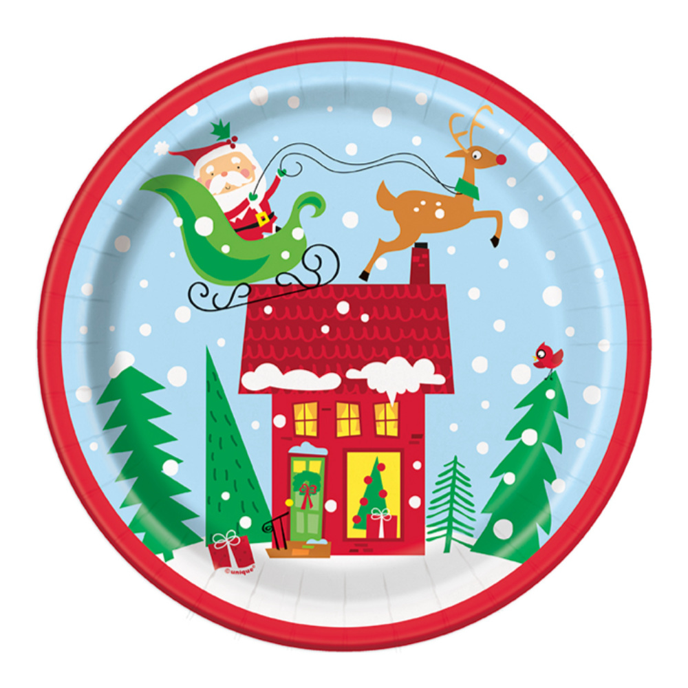 Plato 9 Colorful Santa 8pz