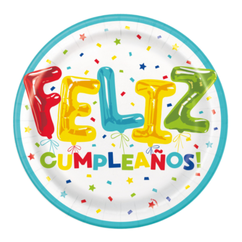Plato 9 Feliz Cumpleaños Unique 8pz