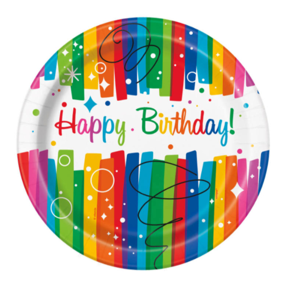Plato 9 Rainbow Ribbon Birthday 8pz
