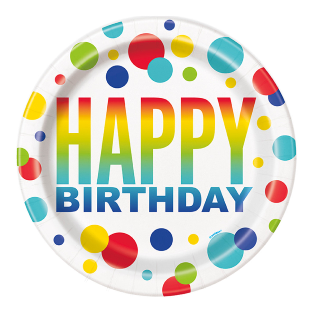 Plato 9 Rainbow Spots Birthday C/8