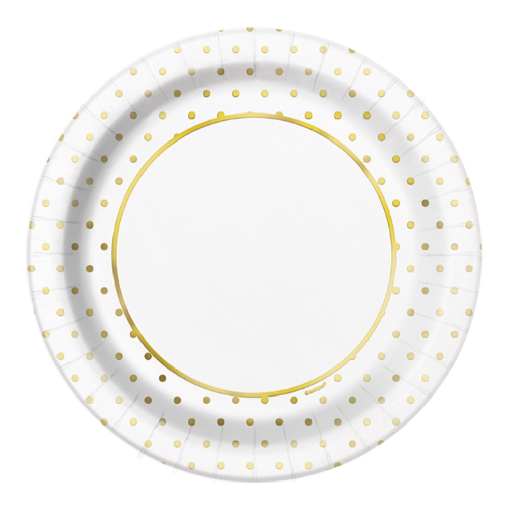 Plato 9 Foil Elegant Gold Dots 8pz