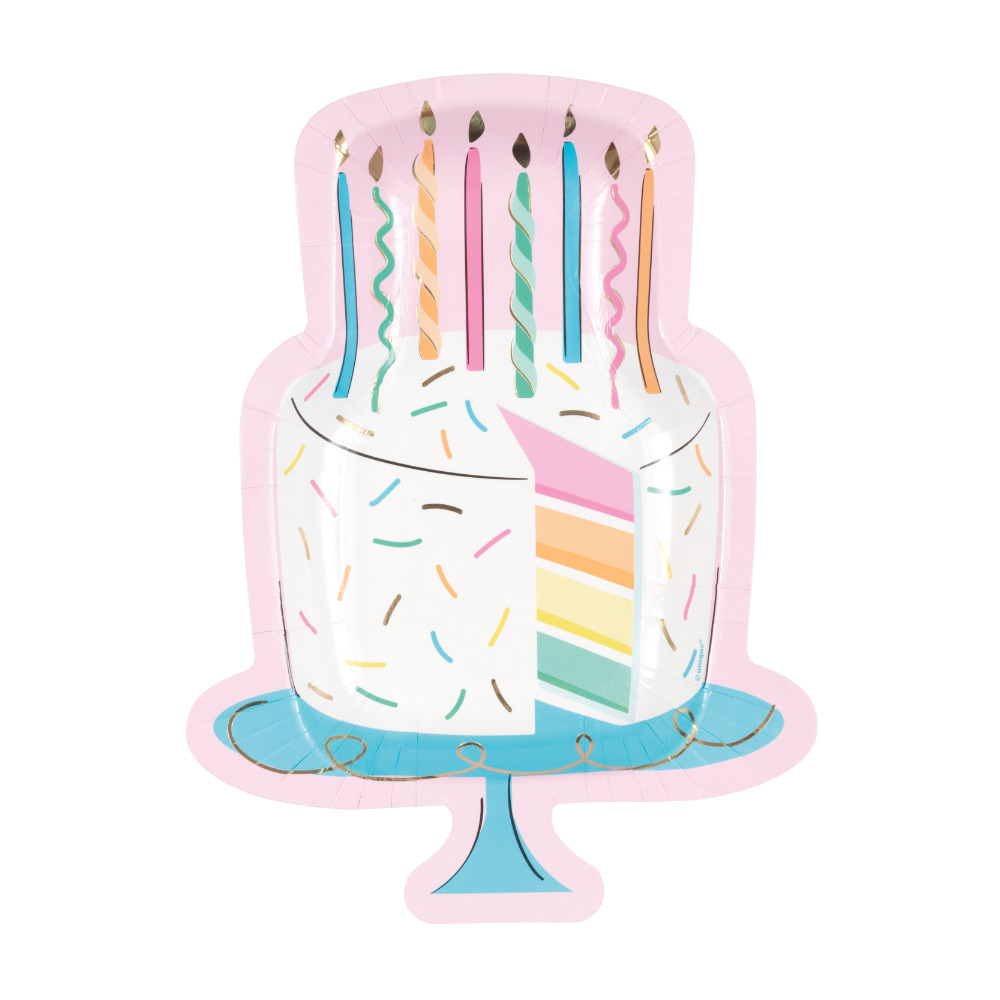 Plato 9 Shp Foil Rainbow Birthday Sweets 8pz