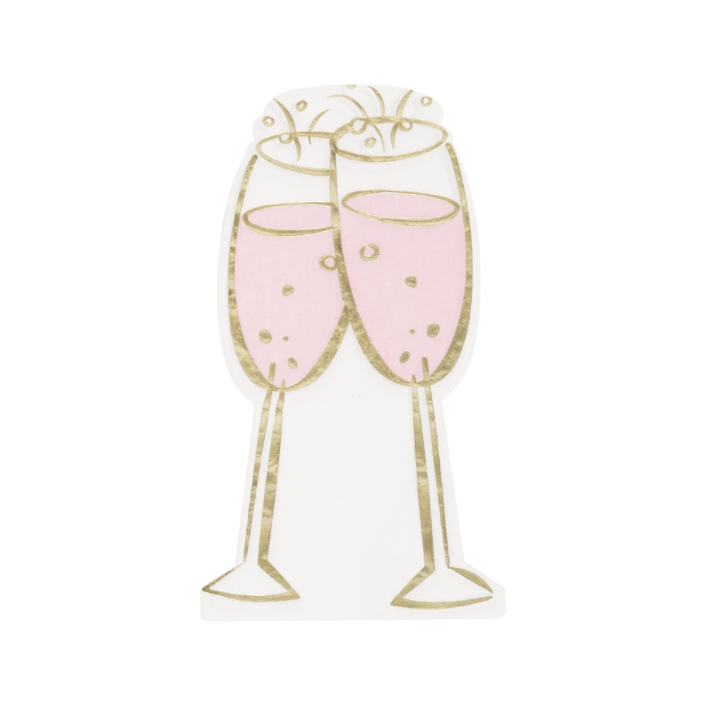 Serv. Guest Foil Champagne Shaped Pink Marble 16pz