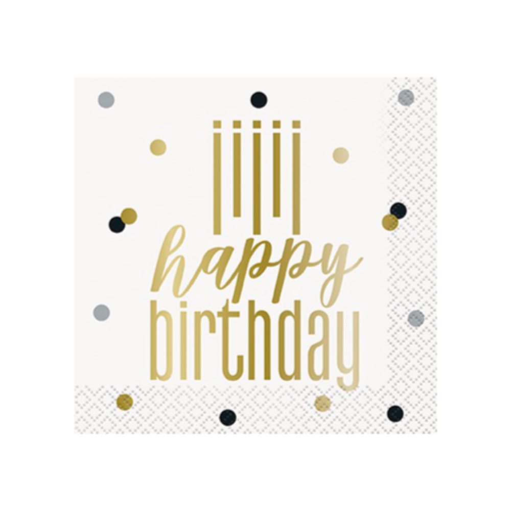Serv. Ch Foil Metallic Happy Birthday 16pz