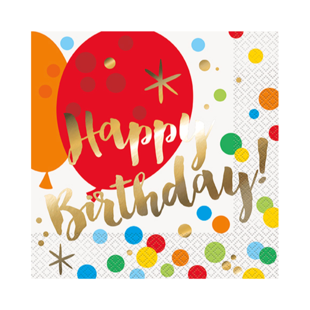 Serv. Gde Glitzy Gold Birthday 16pz