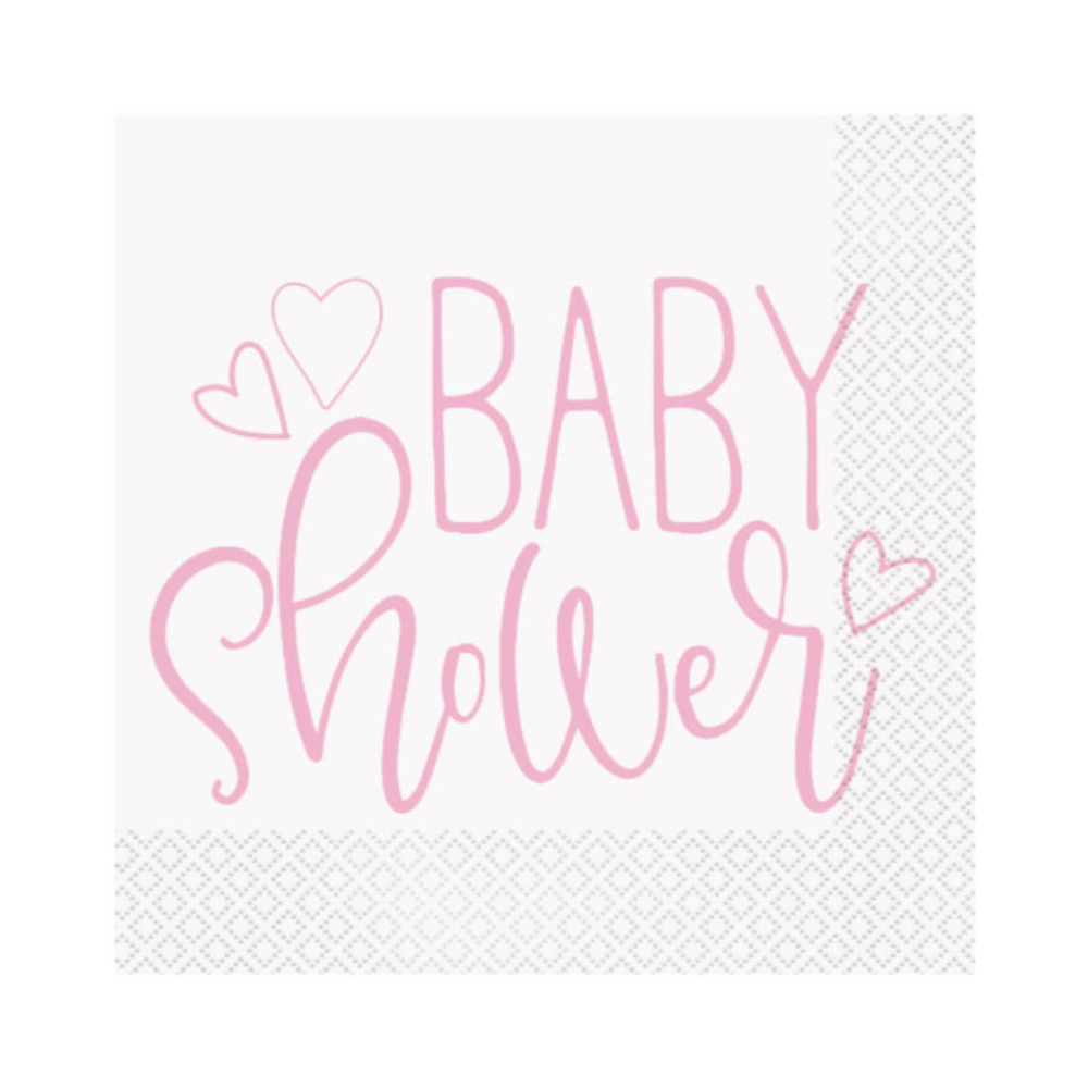 Serv. Gde Pink Hearts Baby Shower 16pz