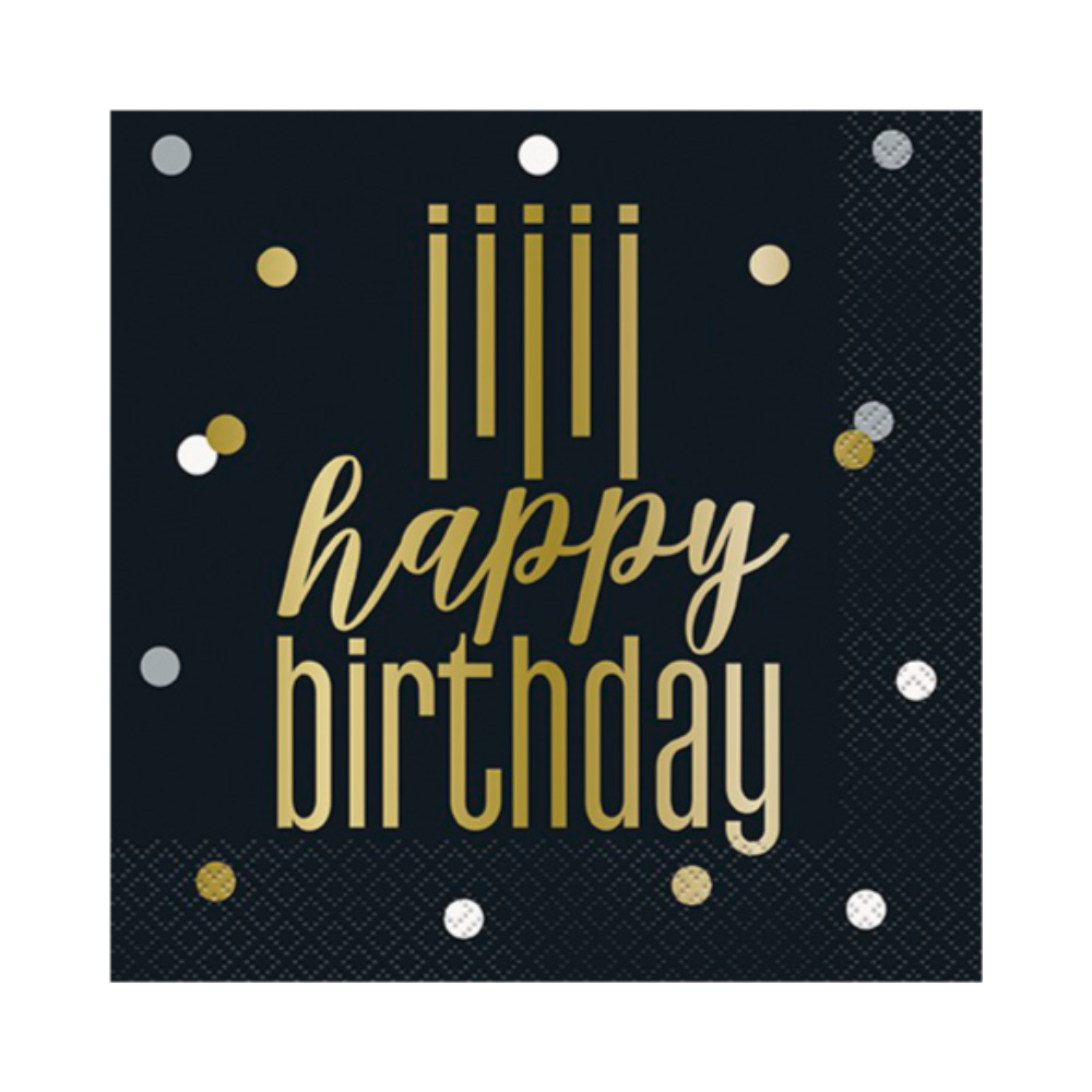 Serv. Gde Foil Metallic Happy Birthday 16pz