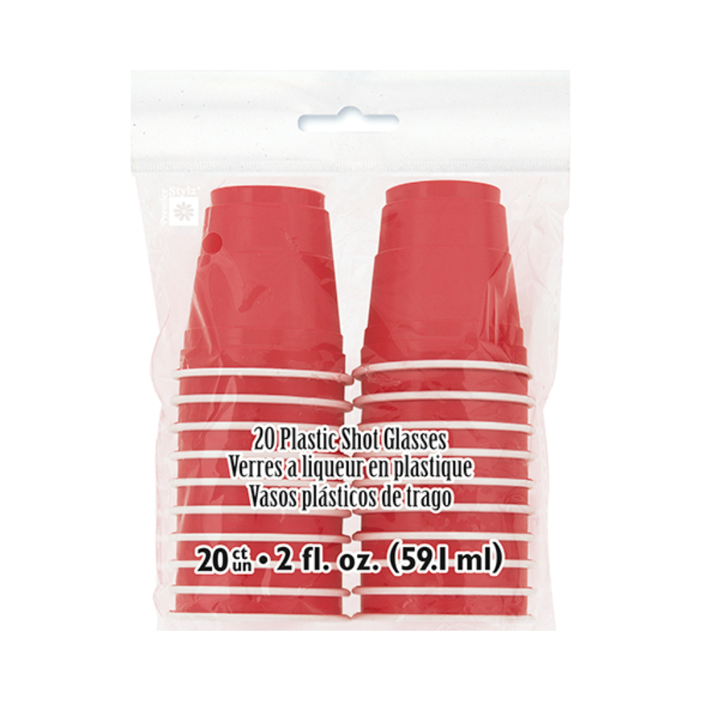 Vaso Shot Rojo 20pz