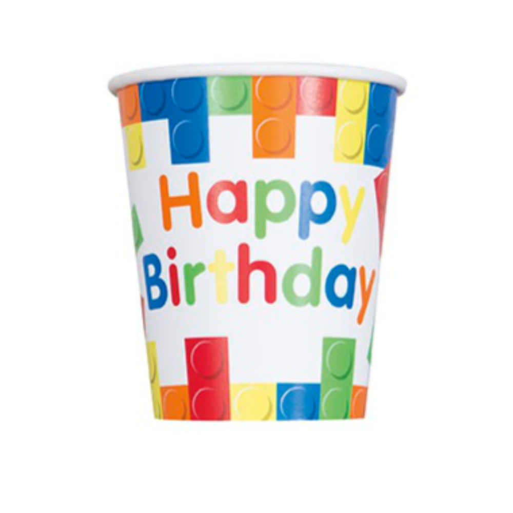 Vaso 9oz Building Blocks Bday 8pz