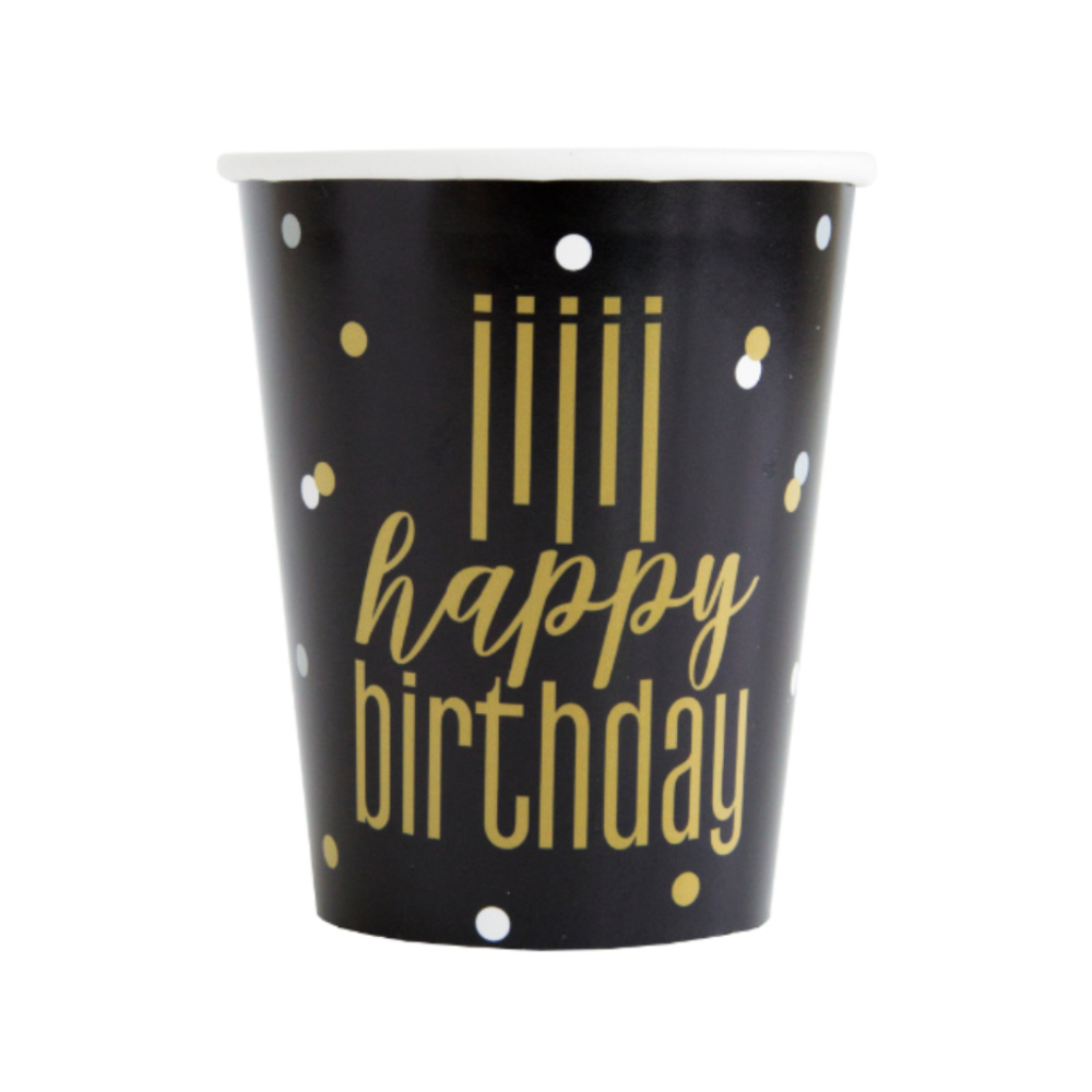 Vaso 9oz Metallic Happy Birthday C/8