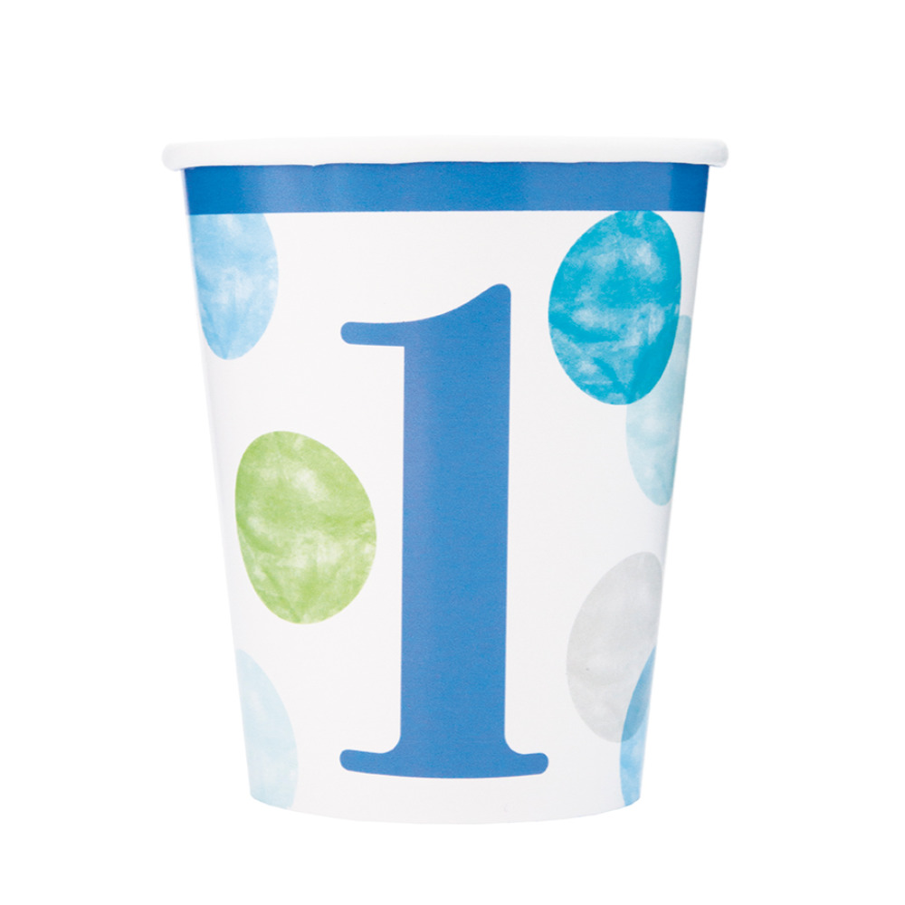 Vaso Blue Dots 1st Bday 8pz