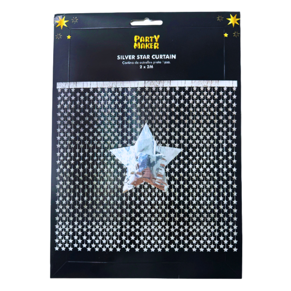 Cortina Estrellas Plata 2x2 m