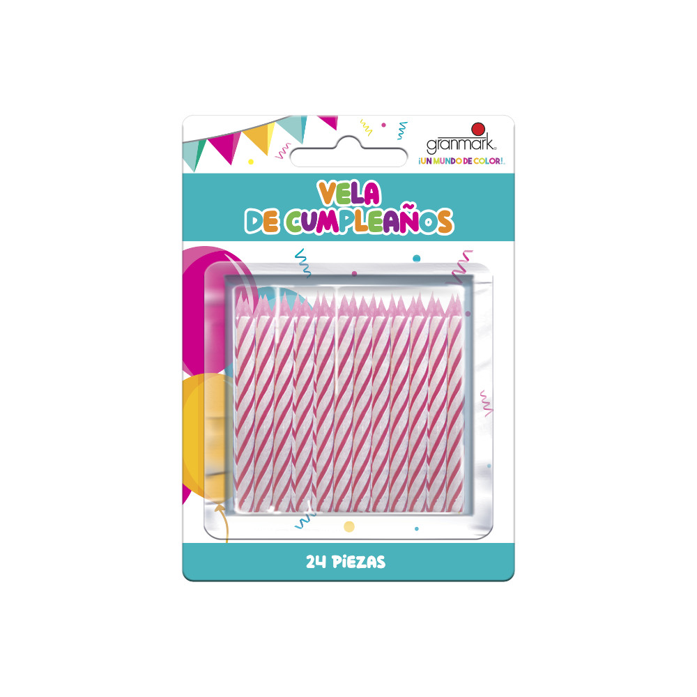 Vela Espiral Caramelo Rosa 24pz