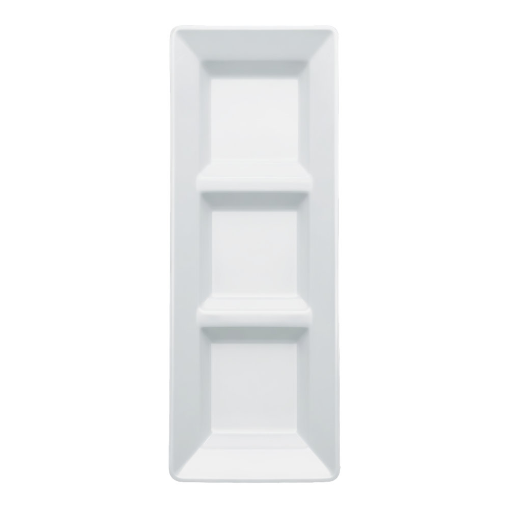 Charola Rectangular Blanco 3 pz