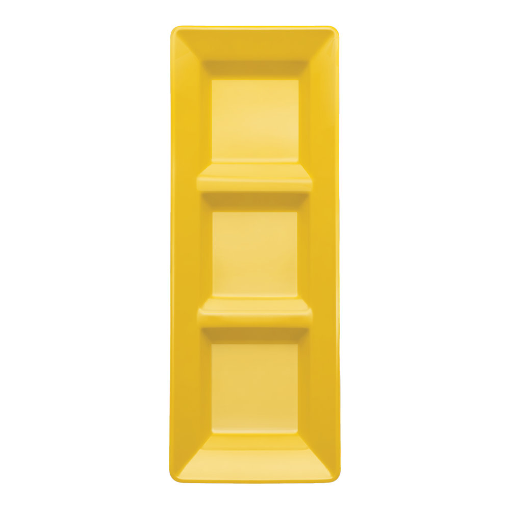 Charola Rectangular Amarillo Brillante 3 pz