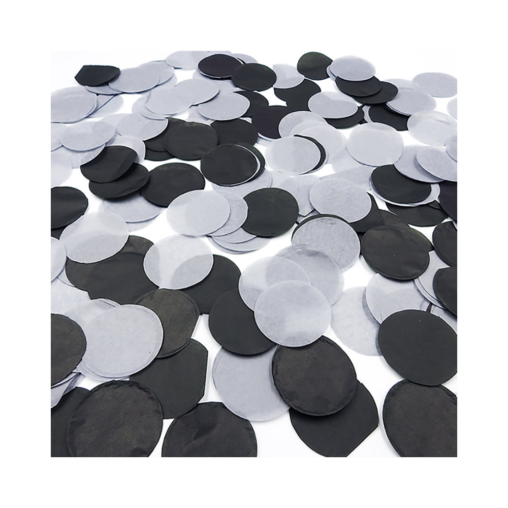 Confetti Papel Circulo Negro y Plata