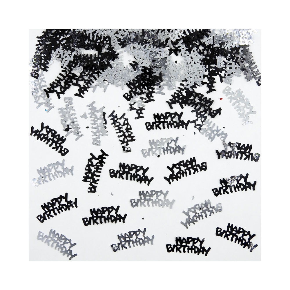 Confetti HBD Plata & Negro
