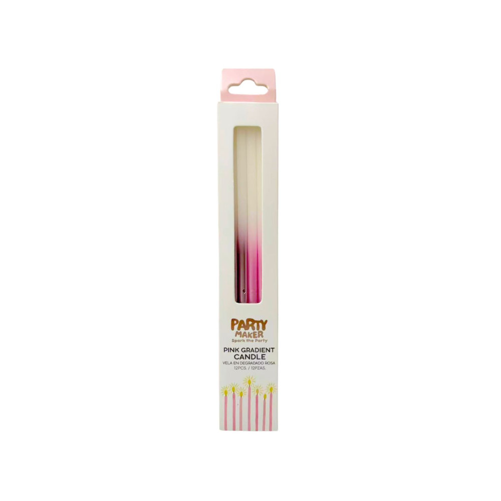 Velas en Degradado Rosa 12pz