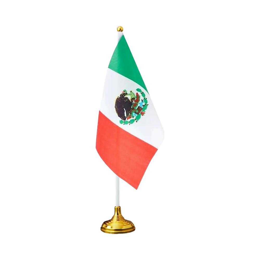Bandera Mexico con Asta 14x12cm