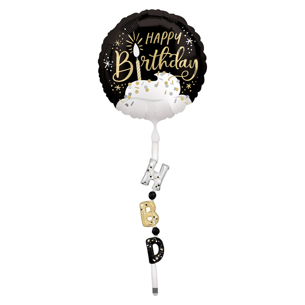HB230 AirWalker Happy Birthday Satin Negro, Plata y Oro