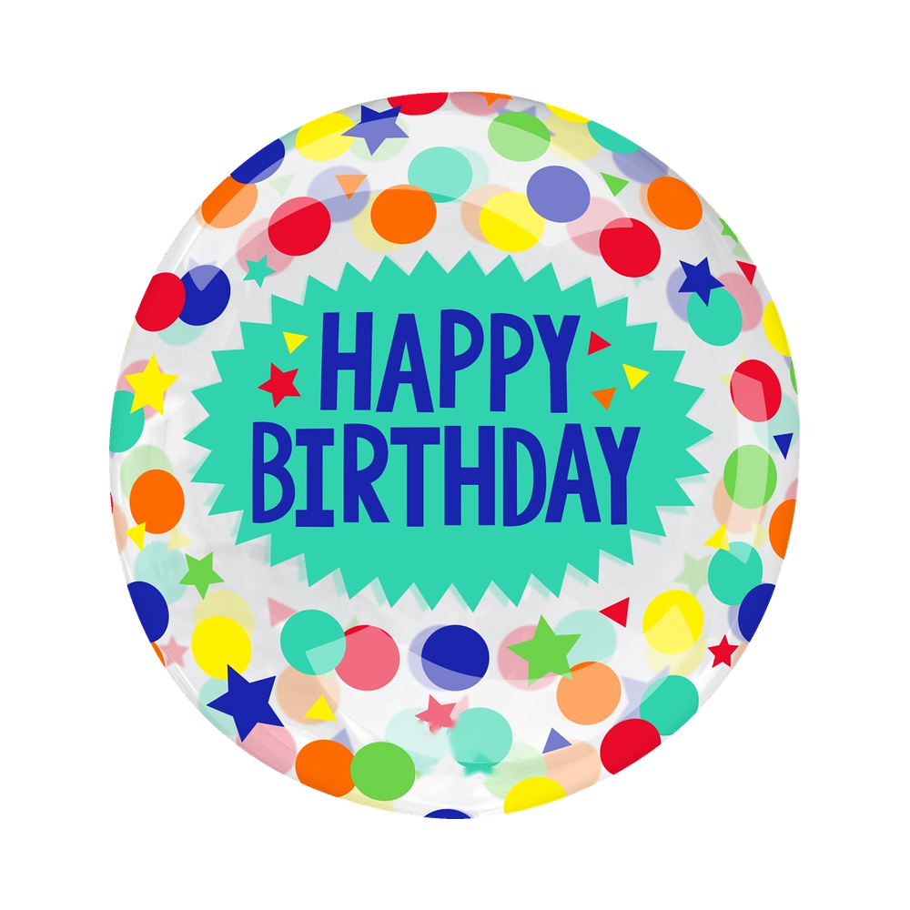 HB406 Crystal Clearz Happy Birthday Dots & Stars