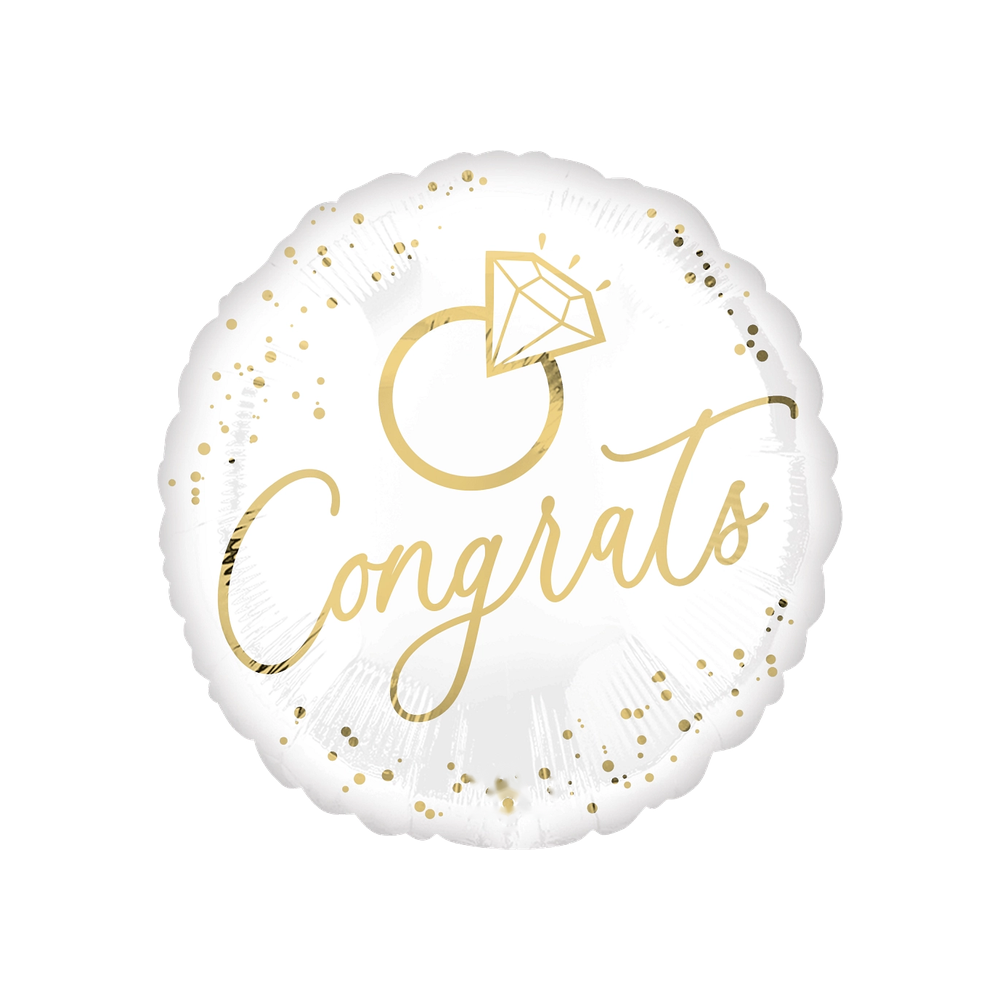 BOD001 Globo 18" Gold Wedding Congrats