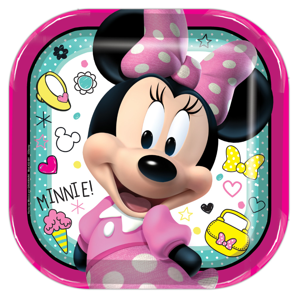 Plato 9 Minnie Mouse Rosa 6pz