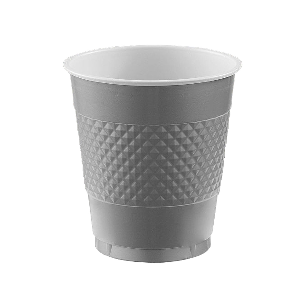 Vaso Plastico 12oz Plata 20 pz