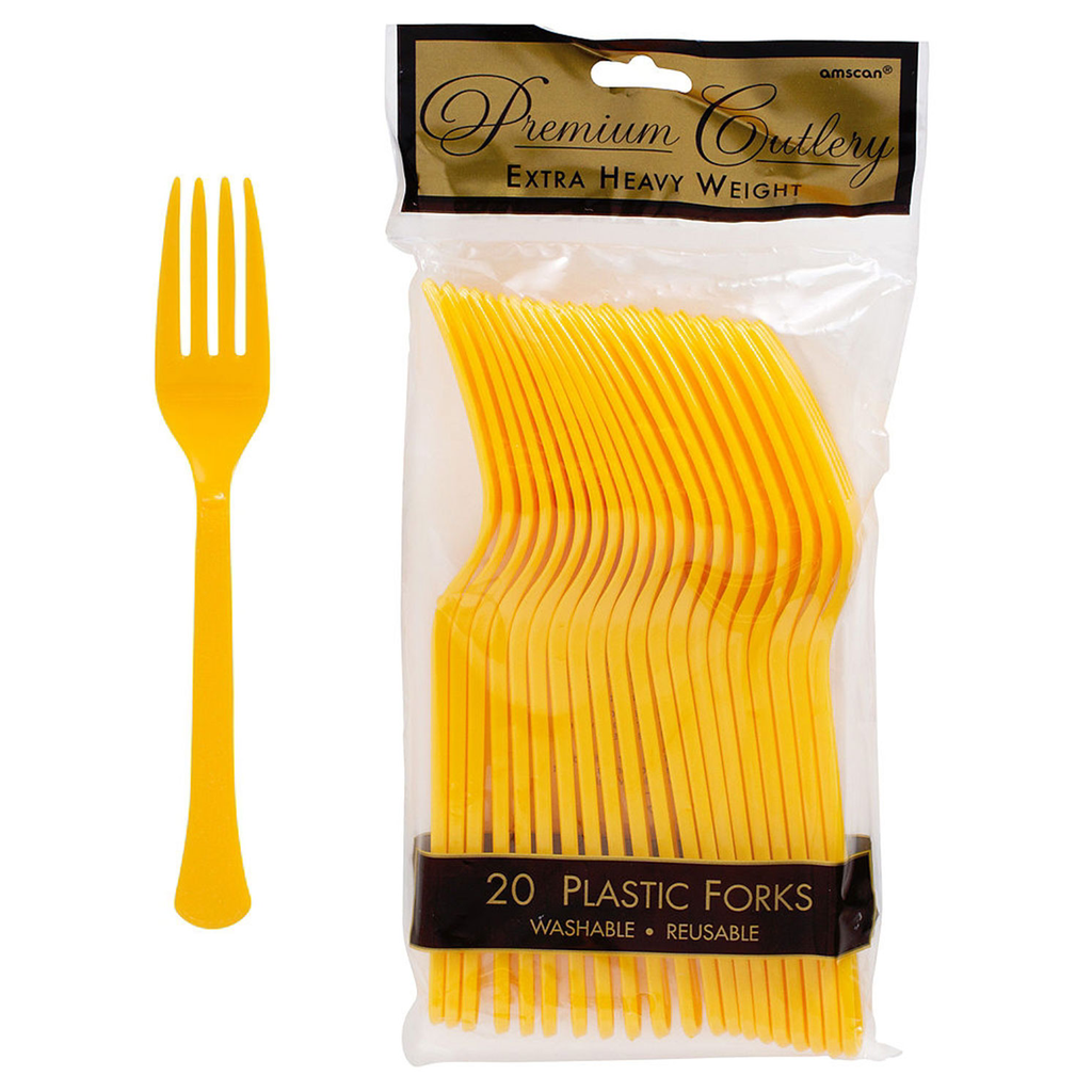 Tenedores Amarillo Brillante 20 pz